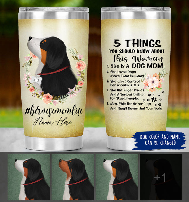 Personalized Bernese Mountain Mom Life Tumbler - 5 Things
