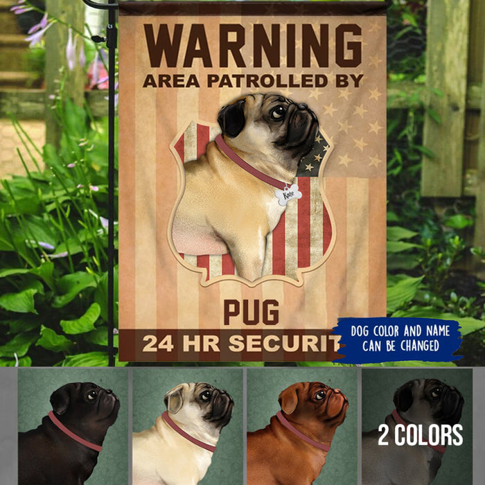Personalized Pug Security Flag 2 Sides Print