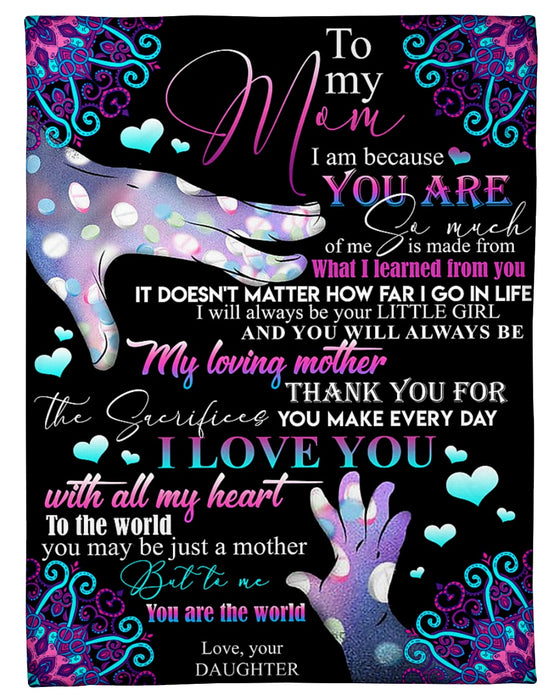 Personalized To My Mom Hippie Fleece Blanket From Daughter I Love You With All My Heart Great Customized Gift For Mother's day Birthday Christmas Thanksgiving