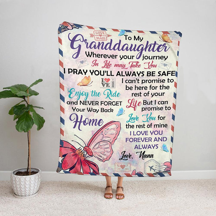 Personalized Butterfly To My Granddaughter Fleece Blanket From Nana I Love You Forever And Always Great Customized Blanket Gifts For Birthday Christmas Thanksgiving