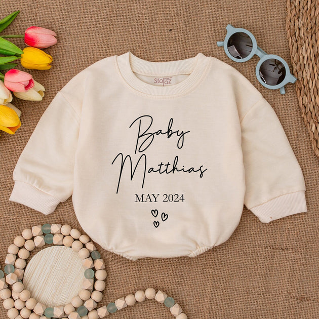 Custom Baby Announcement Bodysuit, Custom Name Baby Romper, Cute Toddler Outfit, New Baby Gift, Baby Shower Gift, Coming Home OutfituOmHm8K1NR