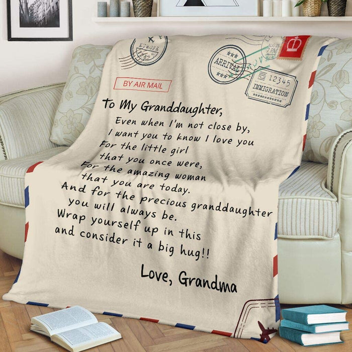 Personalized To My Granddaughter Letter Fleece Blanket For Granddaughter From Grandparents Even When I'M Not Close By Great For Birthday Christmas Thanksgiving Graduation Wedding
