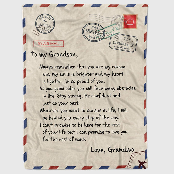 Personalized To My Grandson Letter Fleece Blanket For Grandson From Grandparents Always Remember That You Are My Season Why My Smile Great For Birthday Christmas Thanksgiving Graduation Wedding