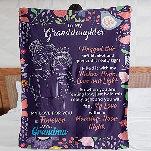 Personalized To My Granddaughter Letter Fleece Blanket From Grandparents I Hugged This Soft Blanket Great Customized Blanket For Birthday Christmas Thanksgiving Graduation Wedding