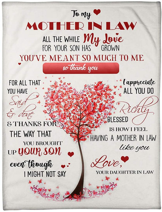 To My Mother In Law Blanket All The While My Love For Your Son Has Grown You'Re Meant So Much To Me Blanket Soft Blanket For Bedroom Living Rooms Sofa Couch Gift