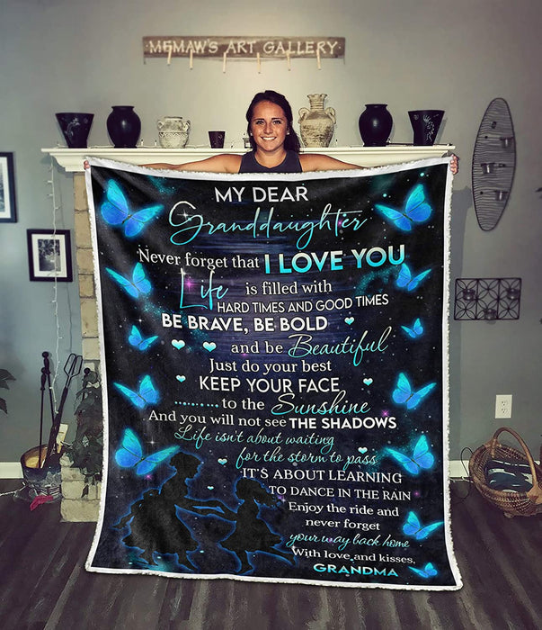 Personalized My Granddaughter Never Forget I Love You Be Brave Be Bold And Beautiful Butterfly Blanket Gifts From Grandma Customized Blanket For Birthday Christmas Thanksgiving Graduation Wedding