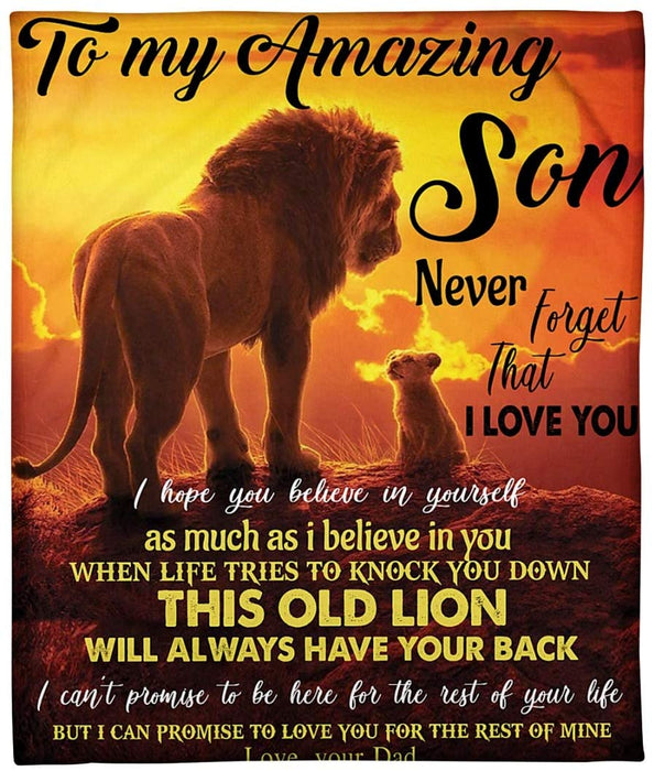 Personalized Lion to My Amazing Son Blanket Gifts to My Son Never Forget That i Love You i Hope You Believe in Yourself Blanket from Dad