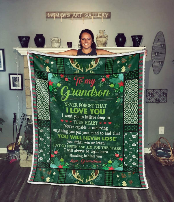 Personalized to My Grandson Fleece Blanket from Grandma You Will Never Lose Go Forth and Aim for The Stars Gifts for Grandson Gifts for Granddaughter Custom Name Blanket for Christmas Thanksgiving