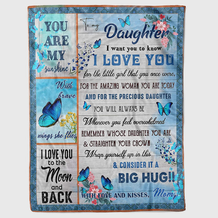Personalized To My Daughter Sherpa Fleece Blanket For Daughter From Mom Dad I Love You To The Moon And Back Great Customized Blanket For Birthday Christmas Thanksgiving Graduation Wedding