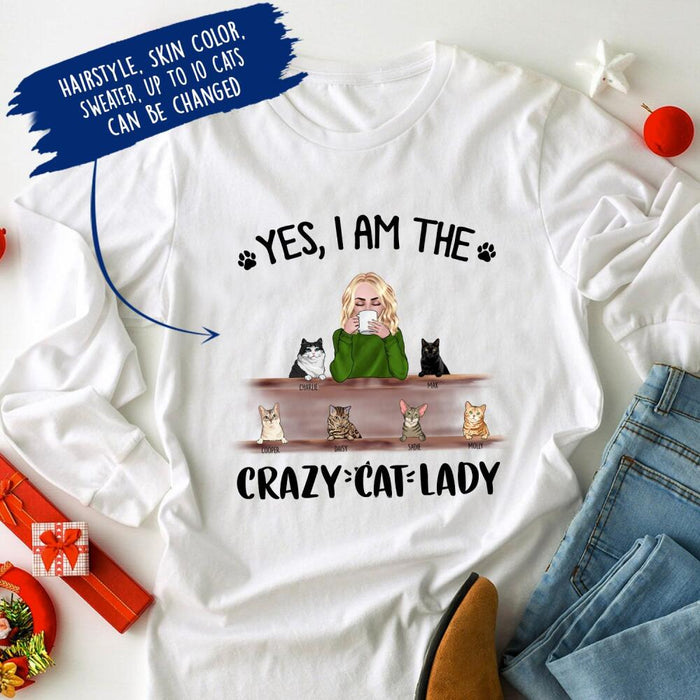 Personalized Cat Custom Longtee - Yes I Am The Crazy Cat Lady