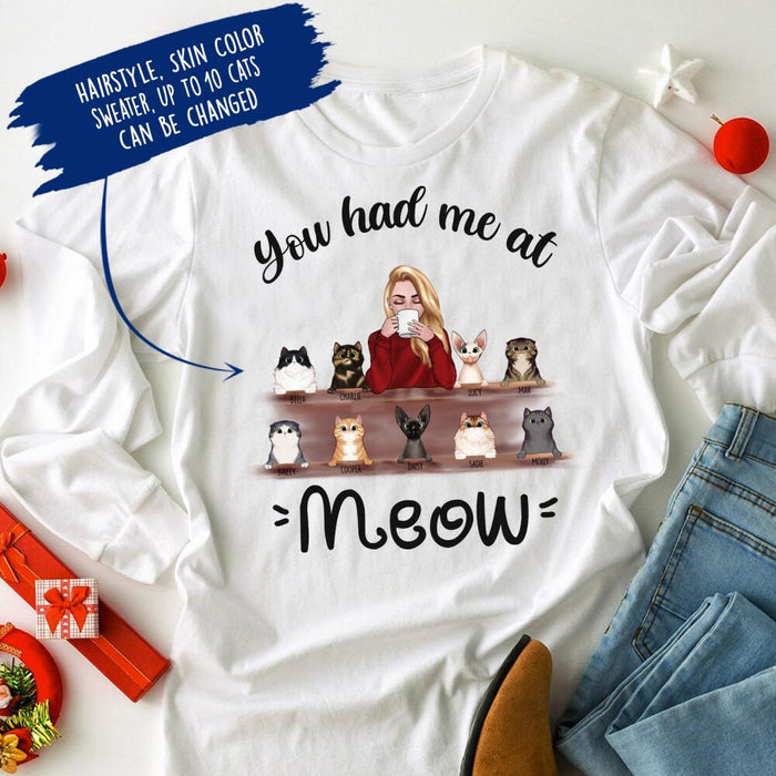 Personalized Fantasy Cat Custom Longtee - You Had Me At Meow