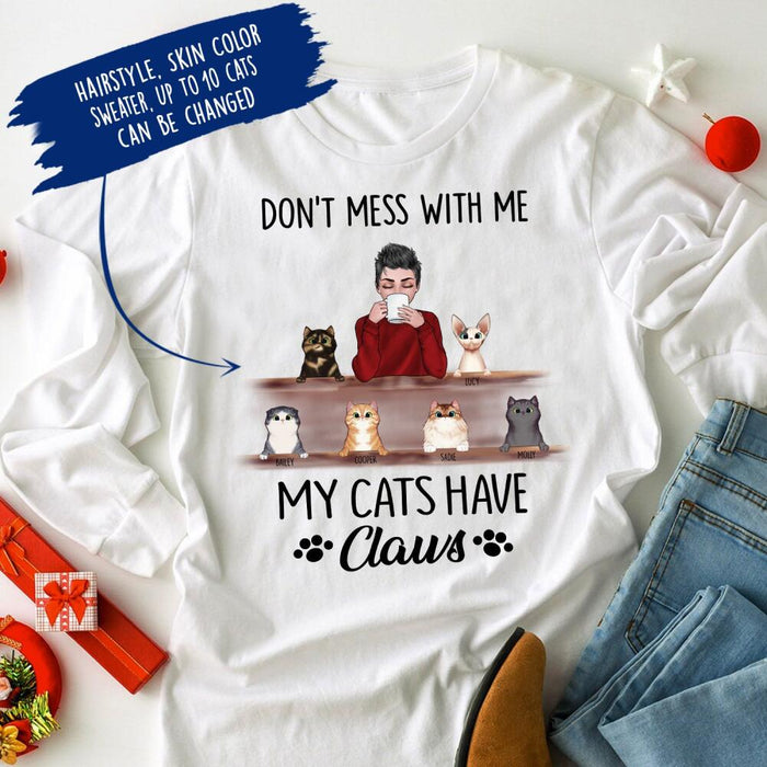 Personalized Fantasy Cat Custom Longtee - Don't Mess With Me My Cats Have Claws