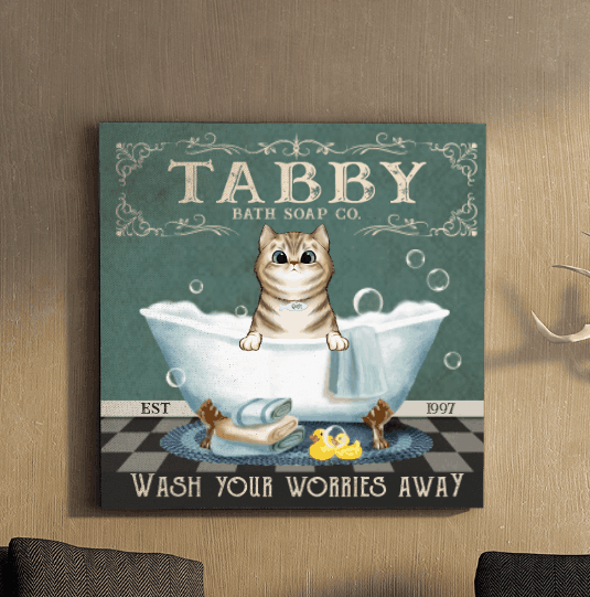 Personalized Fantasy Cat Bathroom Custom CANSQ15/30 Deluxe Square Canvas 1.5in Frame Ver 2