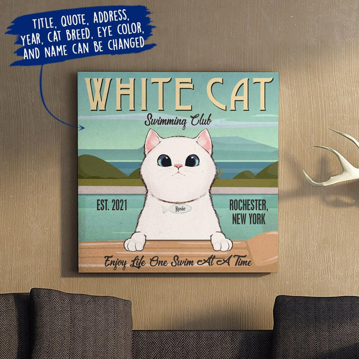 Personalized Fantasy Cat  Swimming Pool Custom CANSQ15/30 Deluxe Square Canvas 1.5in Frame