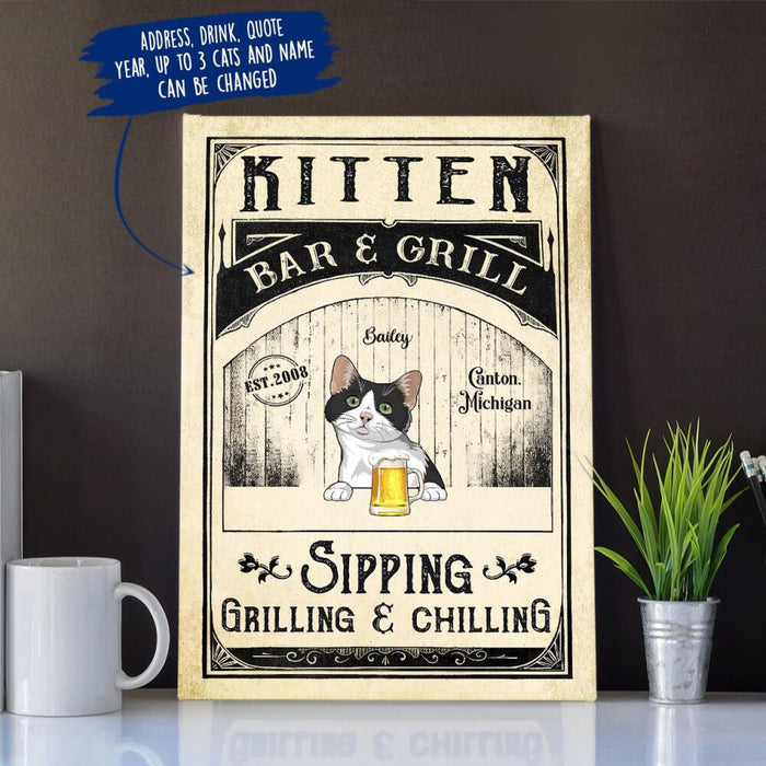 Personalized Cat Bar & Grill Custom CANPO15/30 Deluxe Portrait Canvas 1.5in Frame