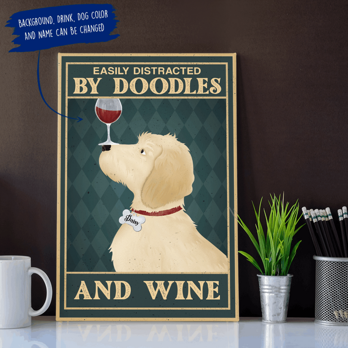 Personalized Doodle Custom CANPO15/30 Deluxe Portrait Canvas 1.5in Frame - Easily Distracted Doodles And Wine Ver 1