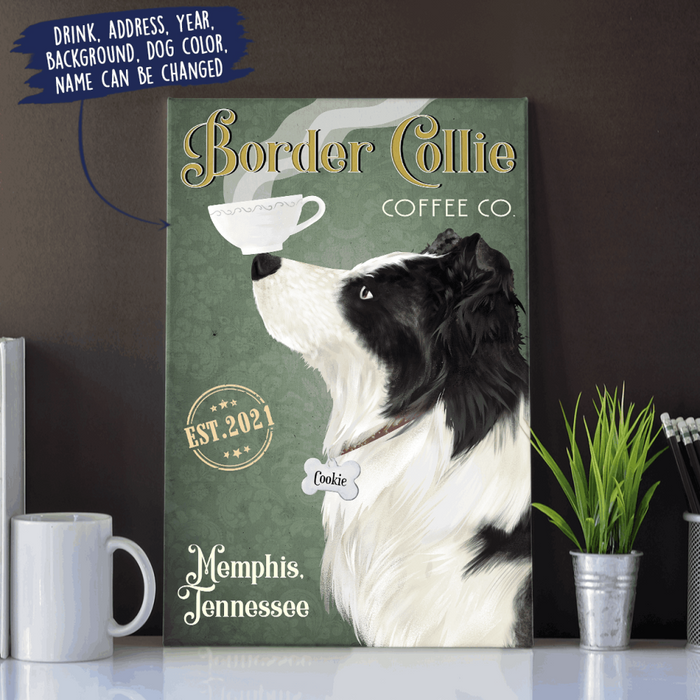 Personalized Border Collie Drink Custom CANPO15/P4 Deluxe Portrait Canvas 1.5in Frame
