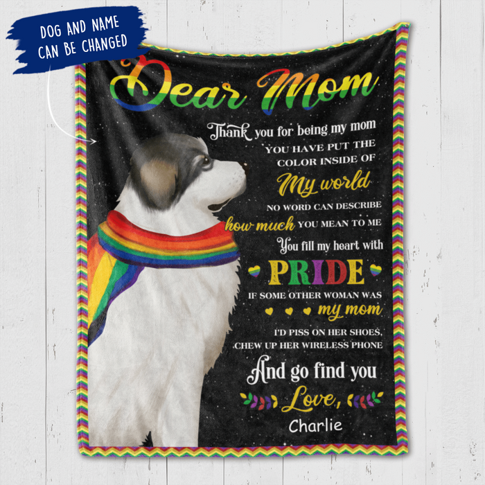 Personalized LGBT Great Pyrenees Mom Custom Fleece Blanket 3 sizes: [30x40in] - [50x60in] - [60x80in]