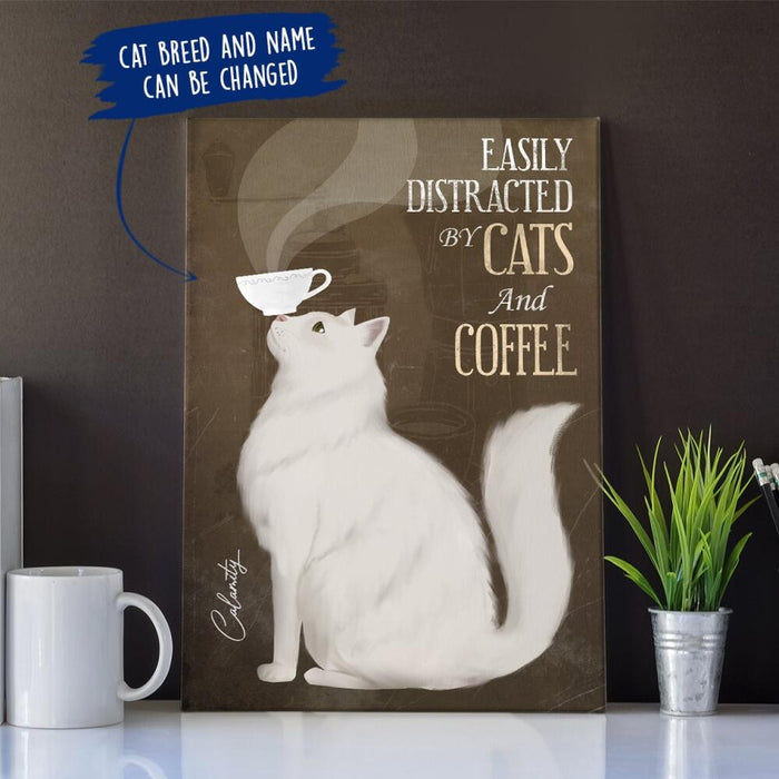 Personalized Cat Drink Custom CANPO15/30 Deluxe Portrait Canvas 1.5in Frame - Easily Distracted By Cats And Coffee Ver 1