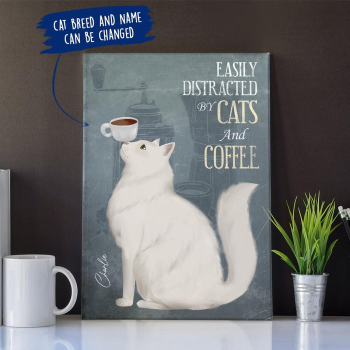 Personalized Cat Drink Custom CANPO15/30 Deluxe Portrait Canvas 1.5in Frame - Easily Distracted By Cats And Coffee Ver 2