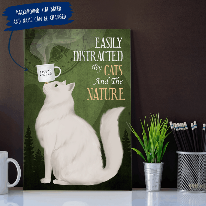 Personalized Cat Camping Custom CANPO15/30 Deluxe Portrait Canvas 1.5in Frame - Easily Distracted By Cats And The Nature Ver 2