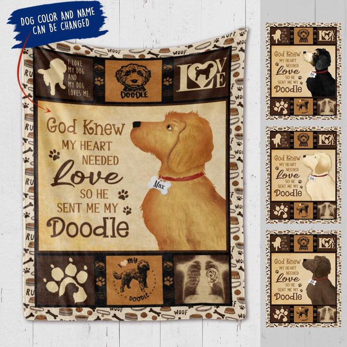 Personalized Labrador Doodle Custom Fleece Blanket - When It's Too Hard To Look Back And You're Too Afraid To Look Ahead Look Right Beside You And I'll Be There