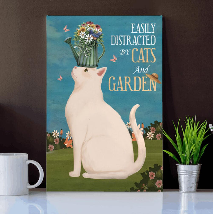 Personalized Cat Custom CANPO15/30 Deluxe Portrait Canvas 1.5in Frame - Easily Distracted By Cats And Garden