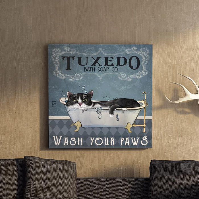 Personalized Lazy Cat Bath Soap Custom CANSQ15/30 Deluxe Square Canvas 1.5in Frame