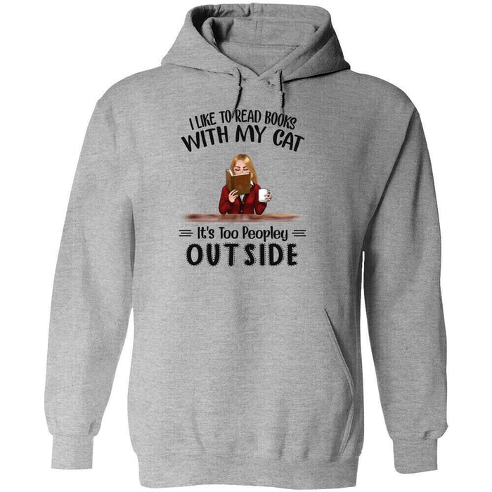 Personalized Cat And Teacher Custom Longtee - I Like to Read Books With My Cats It's Too Peopley Outside