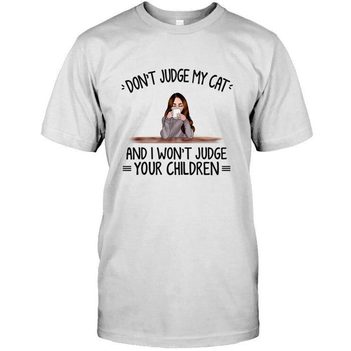 Personalized Fantasy Cat Custom Longtee - Don't Judge My Cats And I Won't Judge Your Children