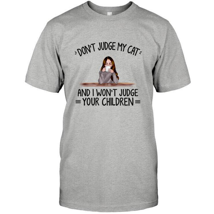 Personalized Fantasy Cat Custom Longtee - Don't Judge My Cats And I Won't Judge Your Children