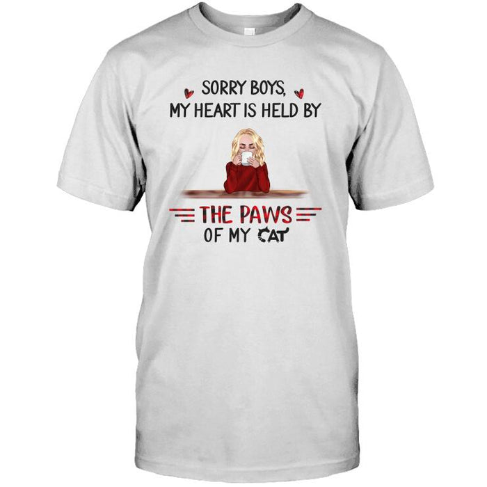 Personalized Cat Custom Longtee - Sorry Boys My Heart Is Held By The Paws Of My Cats