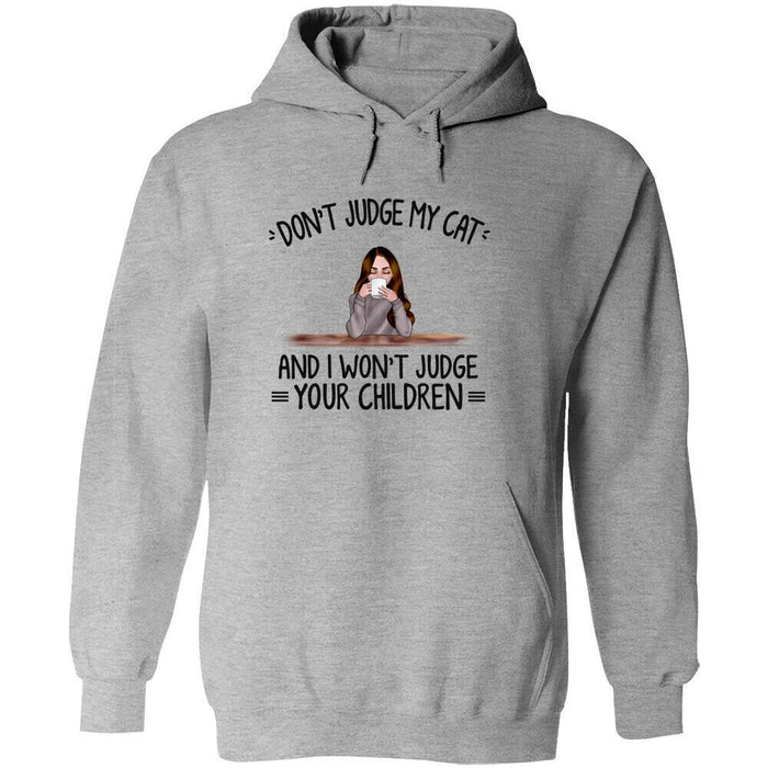 Personalized Cat Custom Longtee - Don't Judge My Cats And I Won't Judge Your Children