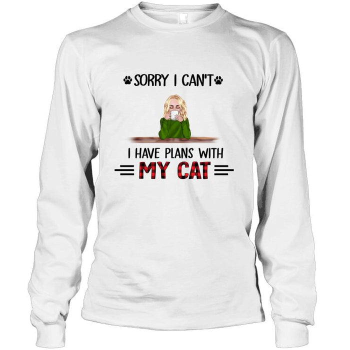 Personalized Cat Custom Longtee - Sorry I Can't I Have Plans With My Cats