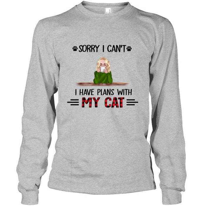 Personalized Cat Custom Longtee - Sorry I Can't I Have Plans With My Cats