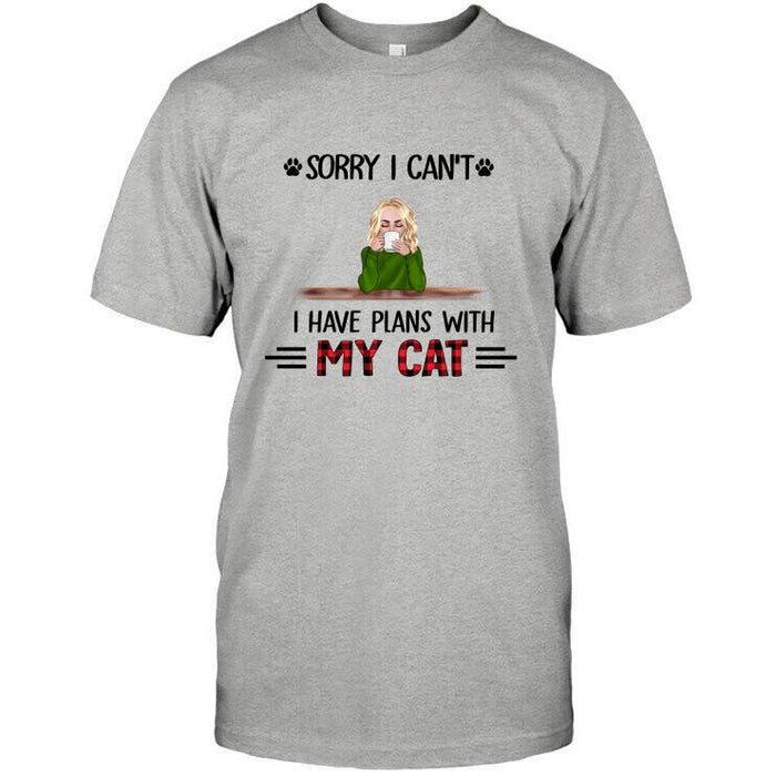Personalized Cat Custom Longtee - Sorry I Can't I Have Plans With My Cats