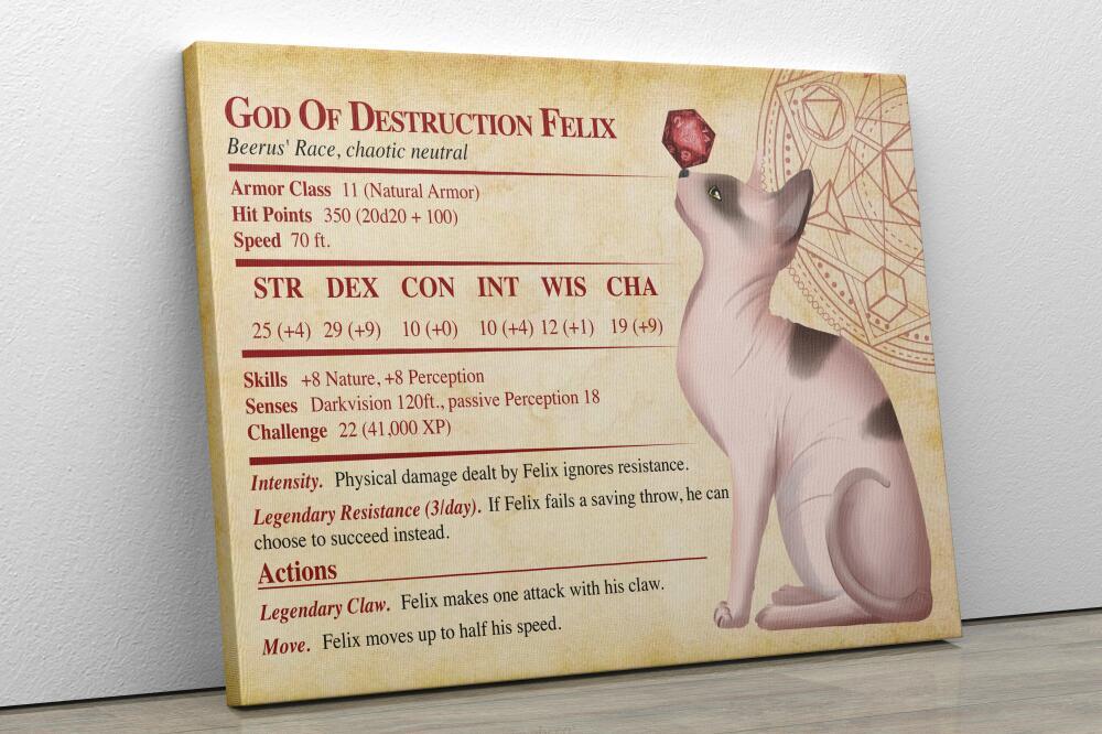 DND Personalized Cat Homebrew Custom CANLA15 Deluxe Landscape Canvas 1.5in Frame