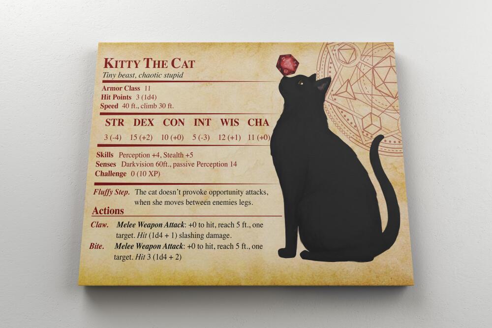 DND Personalized Cat Homebrew Custom CANLA15 Deluxe Landscape Canvas 1.5in Frame