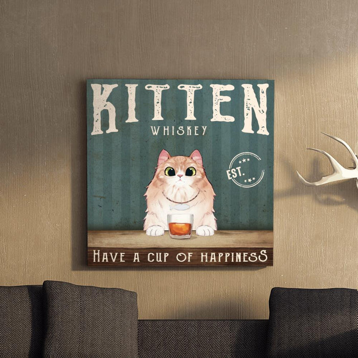 Personalized Fantasy Kitten Drink Custom CANSQ15/30 Deluxe Square Canvas 1.5in Frame
