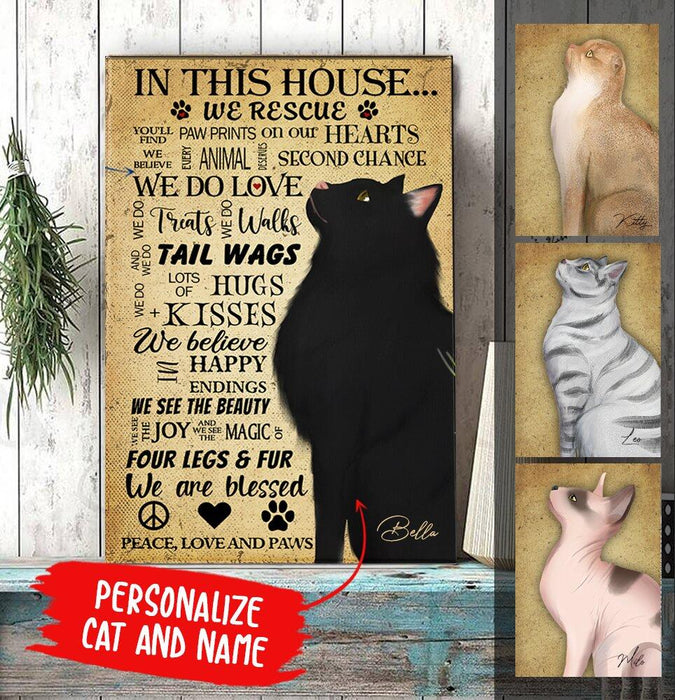 Personalized Cat Custom CANPO15/30 Deluxe Portrait Canvas 1.5in Frame - In This House We Rescue