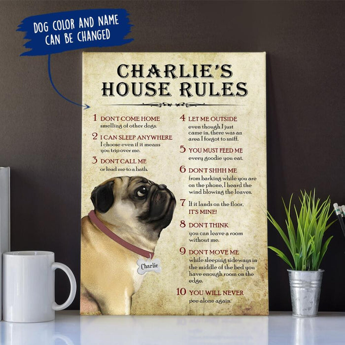 Personalized Pug House Rules Custom CANPO15/30 Deluxe Portrait Canvas 1.5in Frame