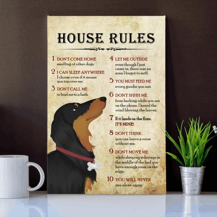 Personalized Dachshund House Rules Custom CANPO15/30 Deluxe Portrait Canvas 1.5in Frame