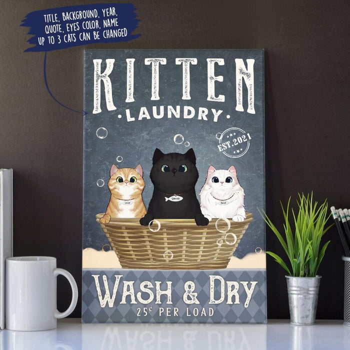Personalized 3 Fantasy Cats Laundry Custom CANPO15 Deluxe Portrait Canvas 1.5in Frame