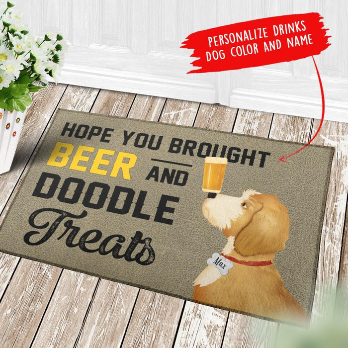 Personalized Dog Custom Doormat - Hope You Brought Coffee And Doodle Treats
