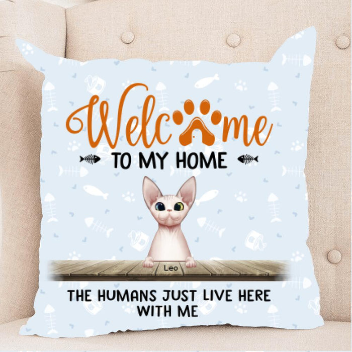 Personalized Fantasy Cat Custom Pillow - Welcome To Our Home The Humans Just Live Here With Us