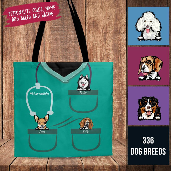 Personalized Nurse And Dog Custom Tote Bag