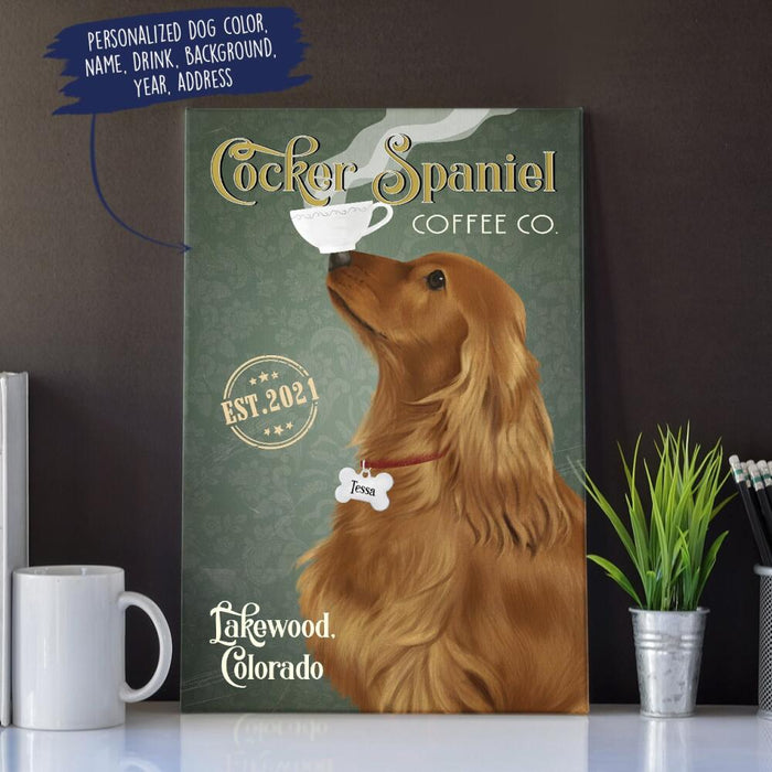 Personalized Cocker Spaniel Drink Custom CANPO15/30 Deluxe Portrait Canvas 1.5in Frame