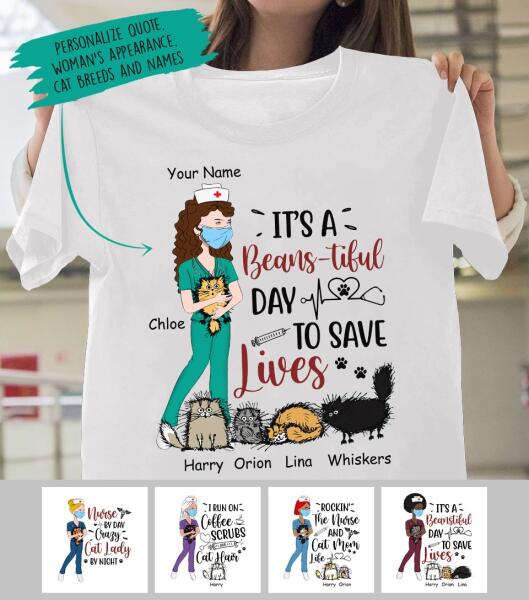 Personalized Cat Custom Shirt - It's A Beanstiful Day To Save Lives