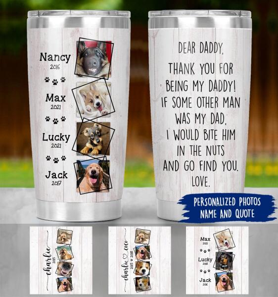 Personalized Dog Photos Custom Tumbler - Happy Father's Day