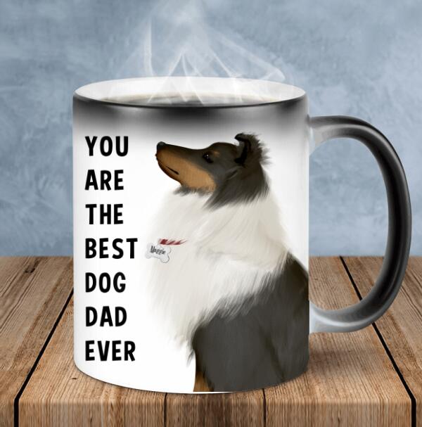 Personalized Shetland Sheepdog Color Changing Mug - Happy Father's Day To The Best Dog Dad